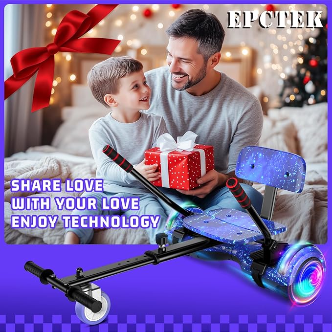 Scooter with Seat Attachment for Kids Adults, 6.5'' 8.5''Balancing Scooter with Bluetooth Speakers & Colorful LED Light with Kart