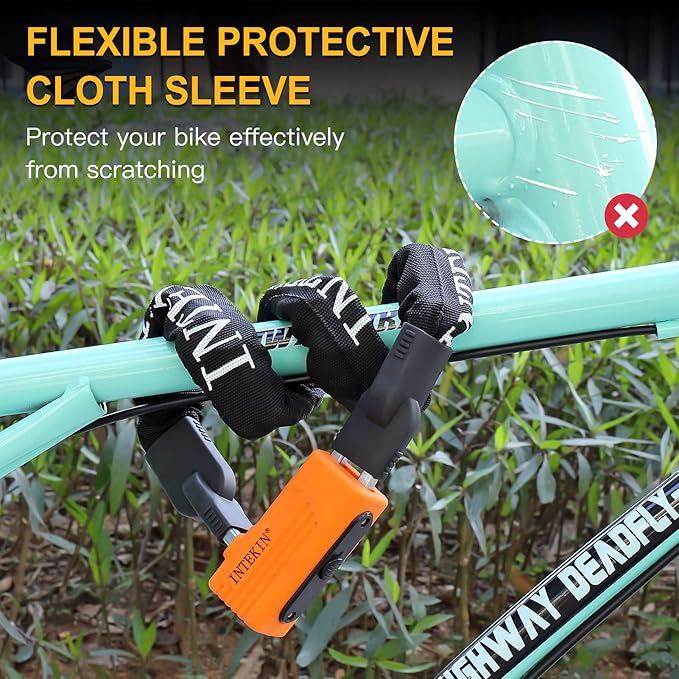 Bike Chain Lock 3FT/4FT/5FT Heavy Duty Bike Lock Anti-Theft Bicycle Chain Lock 8mm/10mm Thicker Bicycle Lock Chain Bike Lock with 3 Keys for Bike, Motorcycle