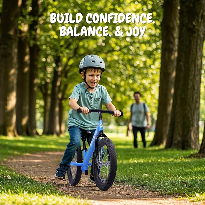 16 Inch Kids Balance Bike for 5-8 Year Old, No Pedals, Air Tires, Footrests, Adjustable Height for Big Boys, Girls