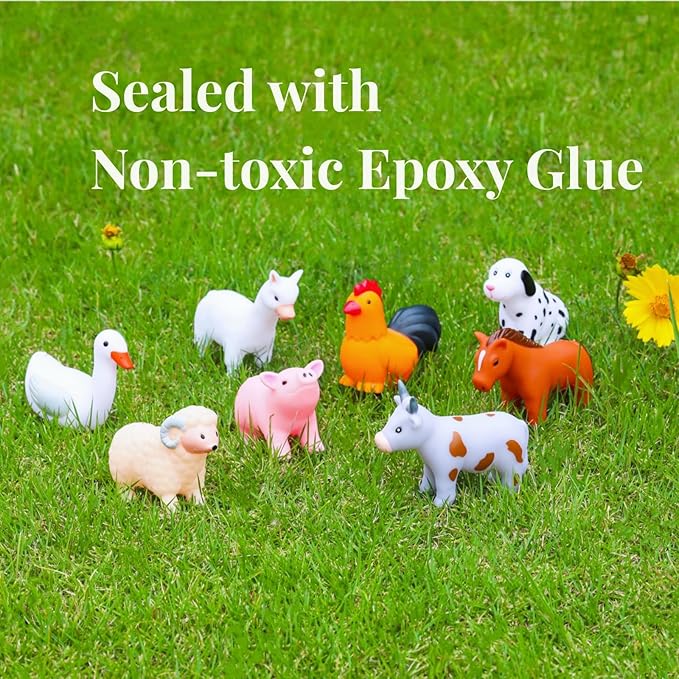 XY-WQ Bath Toys No Hole, for Infants 6-12& Toddlers 1-3, No Hole Bathtub Toys (Animal Ⅱ, 8 Pcs with Mesh Bag)