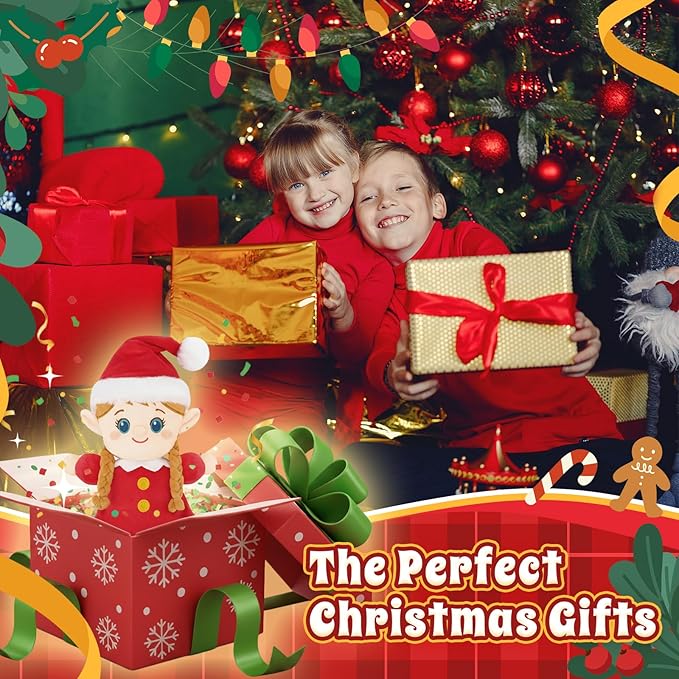 Christmas Elf Plush, Soft Baby Doll Girls First Baby Doll Toys Birthday Christmas Plushies Gift Elf Toy for Toddler Kids Infants