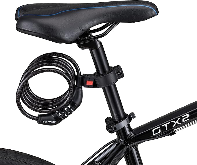 Schwinn Combination Bike Lock in Twisted Steel Cable, 5 feet x 8 mm Anti Theft Bicycle Lock, Black, Security Level 1