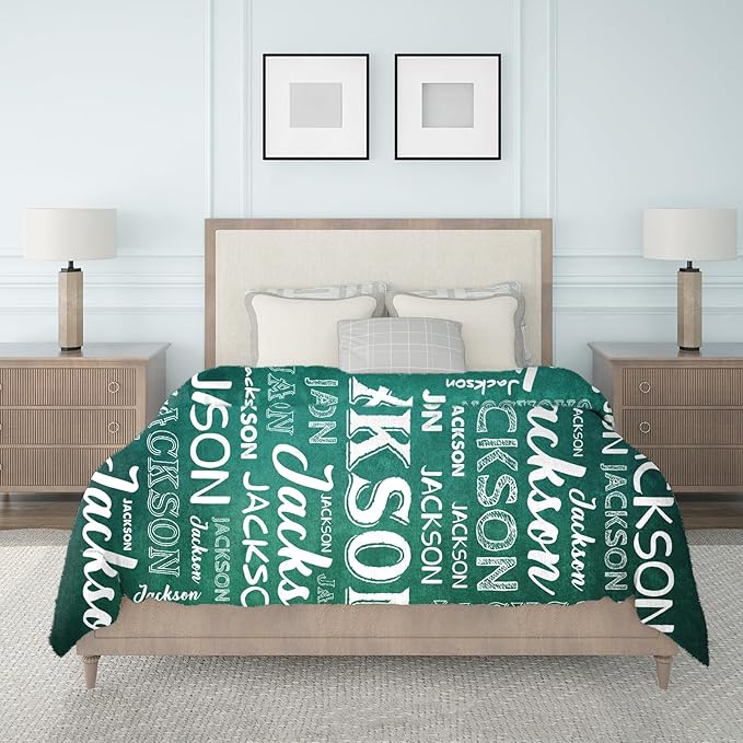 Ship Next Day, Personalized Baby Blanket with Name - Printed in USA, Custom Name Blanket for Boys Girls Kids, Customized Flannel Blankets Gifts for Teen Shower Toddlers Christmas Brithday