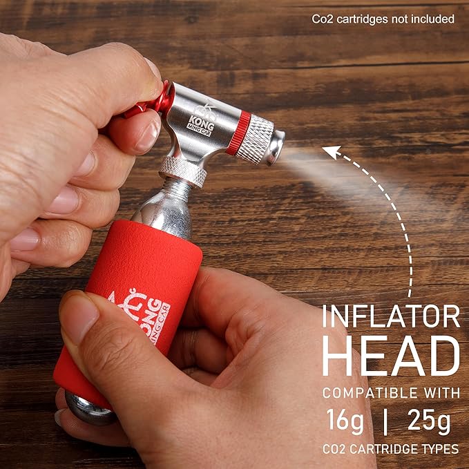CO2 Inflator Kits, Presta and Schrader Valve Compatible, CO2 Bike Tire Pump for Mountain and Road Bicycles