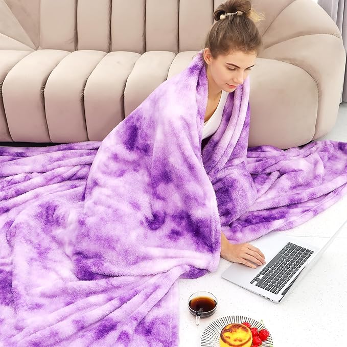 obinsm Purple Soft Blanket - Fuzzy Throw Blankets for Women - Warm Fleece Blankets for Bed Home Decor