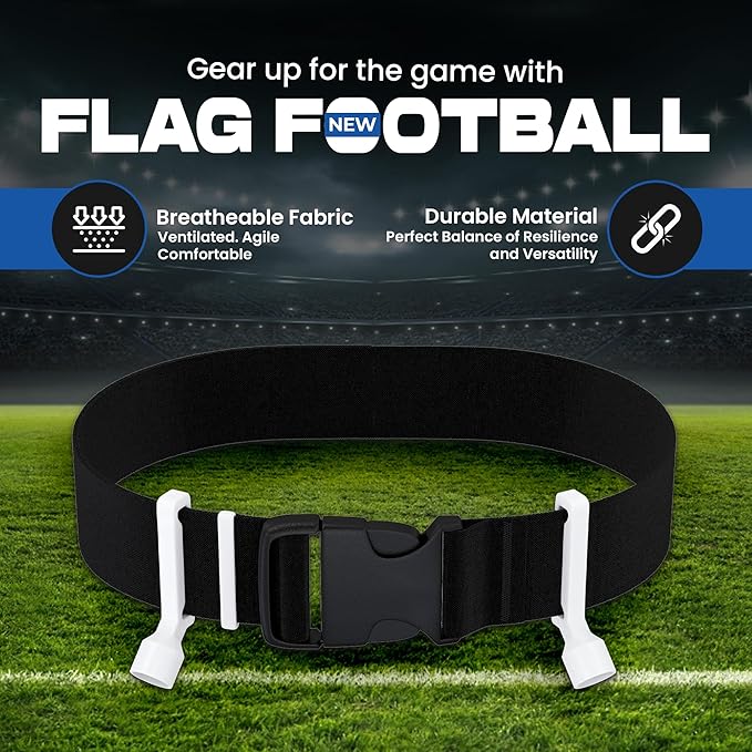 Gameday Flag Football Set – Kits for 2–14 Players w/Belts, Agility Cones & Carry Bag – Available in Multi Colors & Sizes