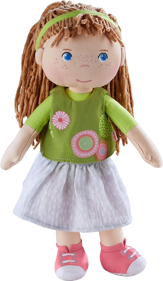 HABA 12" Soft Baby Doll Hedda with Brown Hair, Blue Eyes & Embroidered Face, Washable Toddler Doll for 18 Months+