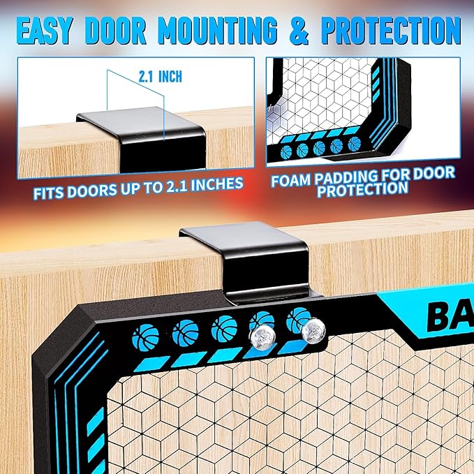 BATURU Mini Basketball Hoop Indoor for Kids – Over The Door Basketball Hoop with LED Scoreboard, Lights, Sound – Sports Gifts Toys for Boys Ages 5-12