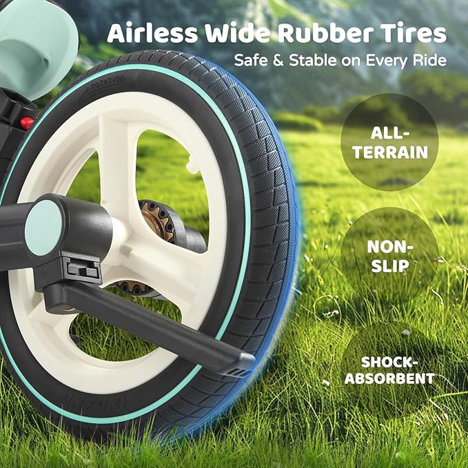 JMMD Toddler Bike with Push Handle for Kids 18-60 Months, 6 in 1 Foldable Push Bike with Training Wheels, Pedals, Brakes, Kickstand, Kid Balance Bike Gift & Toys for Boy & Girl