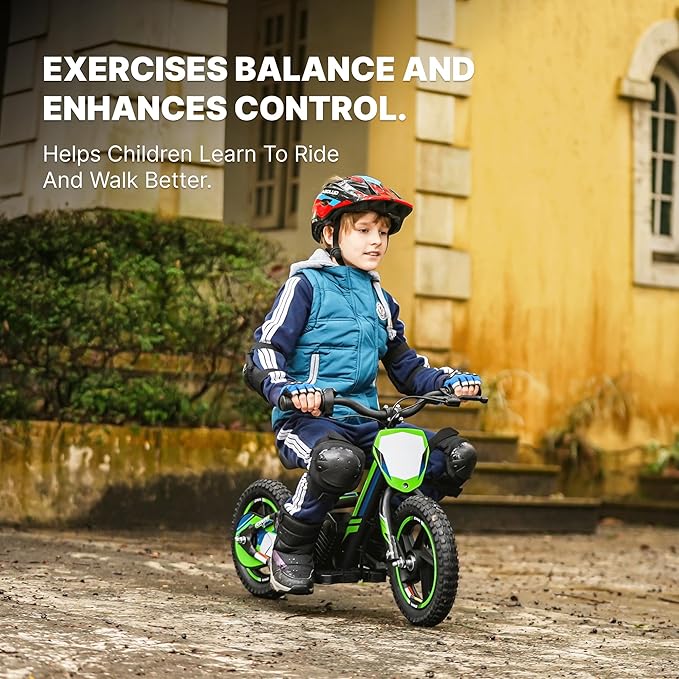 Electric Dirt Bike for Kids 3-6, 170W Racing Experience Lightweight Motorcycle, New Aluminum Frame with 2 Power Modes, 24V Detachable Battery, 12 Inch Knobby Tires