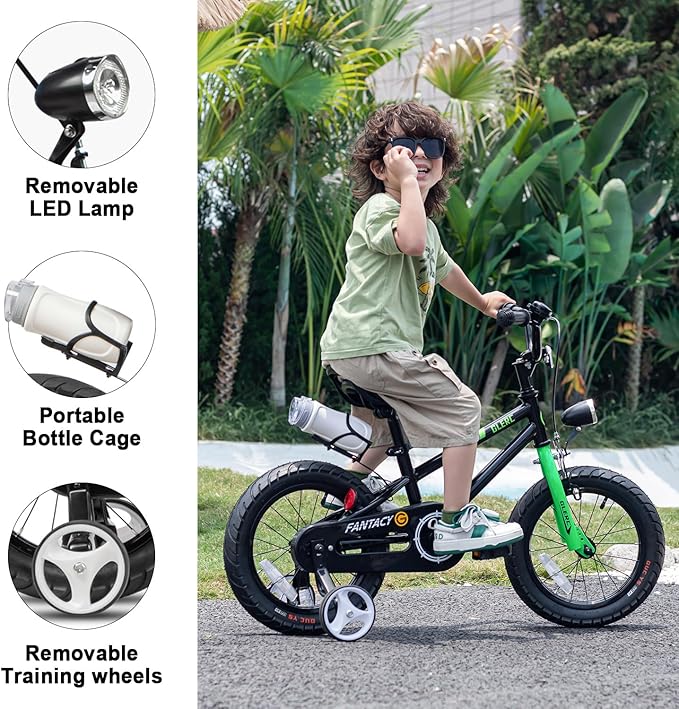 Glerc Fantacy Kids Bike, 12-20 Inch Children Bicycle for 2-13 Years Old Boys Girls, Kids Bicycle with Water Bottle Holder & Headlight & Training Wheels, Multiple Colors