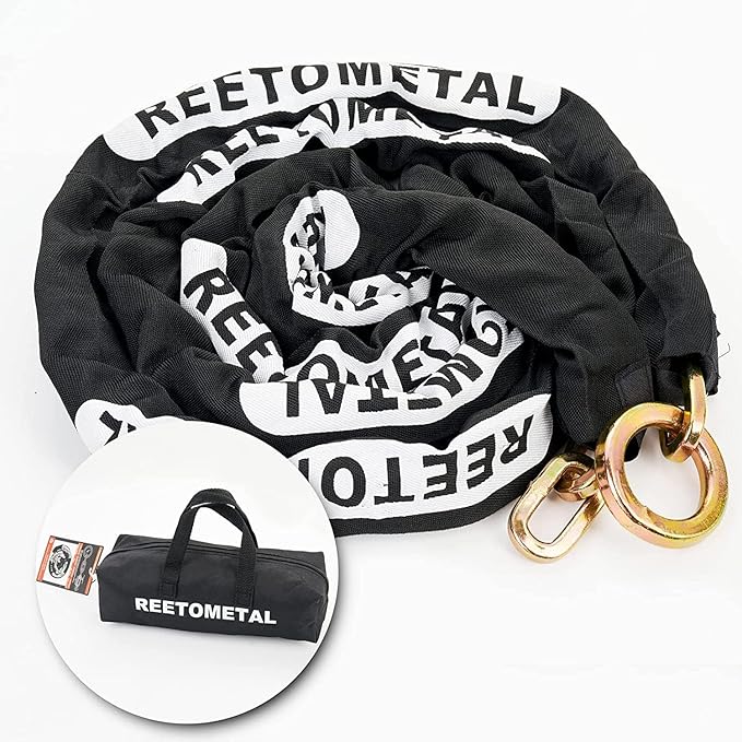 Heavy Duty Security Chain, Longer 10 Foot x 3/8" Thick Cut Resistant Hardened Steel Anti-Theft Lock Chain for Motorcycles, Bikes, ATVs, Trailers, Containers, etc.