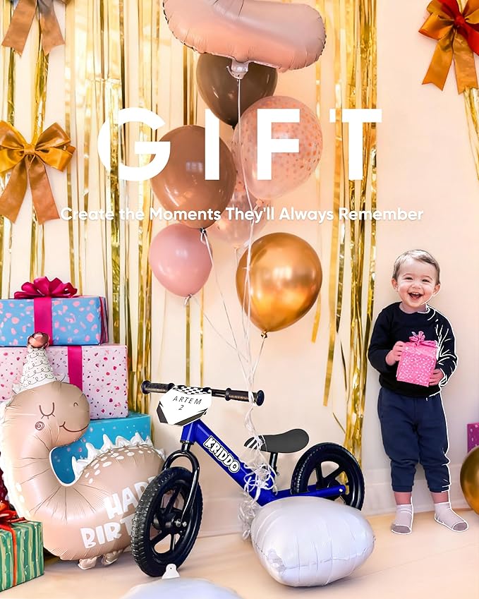 KRIDDO Toddler Balance Bike 2 Year Old, Age 18 Months to 5 Years Old, 12 Inch Push Bicycle with Customize Plate (3 Sets of Stickers Included), Steady Balancing, Gift Bike for 2-3 Boys Girls, Blue