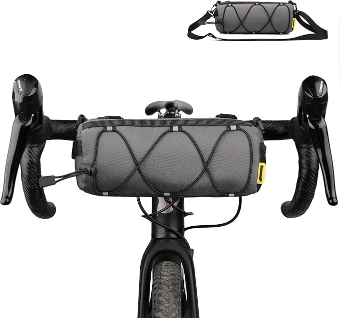 Bike Handlebar Bag Front Bike Bag 2.4Lbicycle handlebar bag with Shoulder Strap for Folding Road Mountain Bike (Gray)