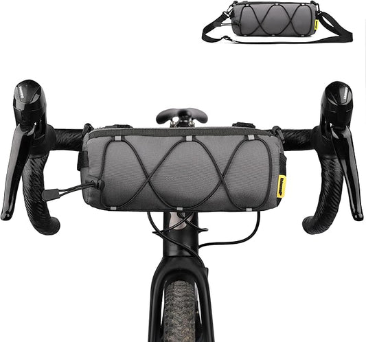 Bike Handlebar Bag Front Bike Bag 2.4Lbicycle handlebar bag with Shoulder Strap for Folding Road Mountain Bike (Gray)