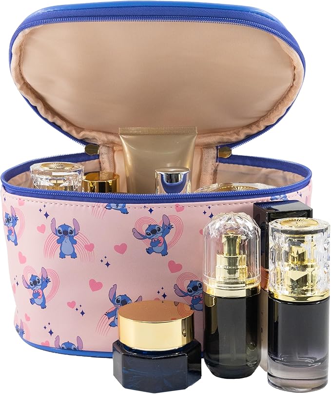 Disney Stitch Makeup Bag – Makeup Organizer, Travel Toiletry Bag for Women & Girls | Cute Cosmetic Bag, Train Case for Kids, Travel Bag, Toiletry Bag for Women, Make up Storage | Ages 3+