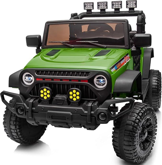 12V Ride on Electric Car, Kids Ride on Toy Truck for Toddlers 3-5 w/Remote Control, 3 Speeds - Green