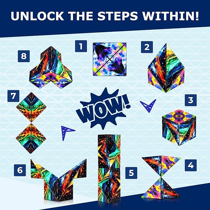 Shashibo Squared Shape Shifting Box – Next Generation XL STEM Magnetic Fidget Cube That Transforms Into Over 70 Shapes – Pairs w/All Shashibo Cubes - Download Fun in Motion Toys Mobile App (Infinity)