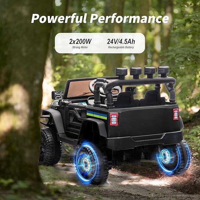 24V Kids Ride on Car, Kids Electric Vehicles Car Ride on Toy Truck for Toddlers 3-5 w/Remote Control, 400W Motor - Black