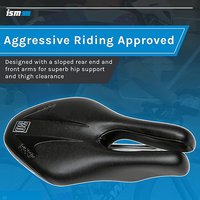 ISM PS Series No Nose Bike Saddle - Noseless Bike Seat Designed for Triathletes, Time Trial Riders, and Road Racers - Patented Split Nose Bicycle Saddle Designed for Reduced Discomfort