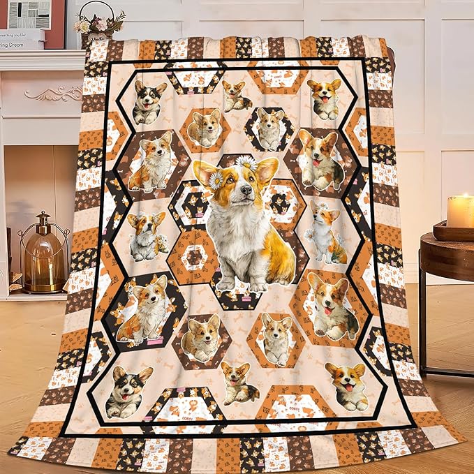 Corgi Throw Blanket Corgi Puppy Stuff Gifts for Dog Lover Kids Girls Boys Adults Women Men Soft Cozy Warm Plush Fluffy Fuzzy Fleece Blanket Decor 50''X60''