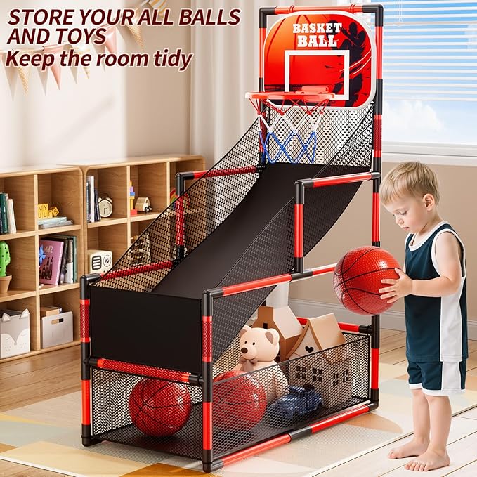 Arcade Basketball Game Set for Kids 3-12 Years Old, Kids Basketball Hoop with 4 Balls & Pump, Indoor Outdoor Sports Play Toys, Basketball Games Toys, for Boys Girls Teens