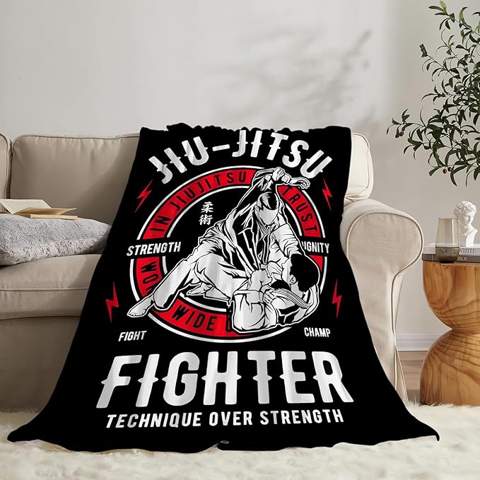Jiu Jitsu Blanket Fleece Soft Warm Plush Jiu Jitsu Throw Blankets Lightweight Plush Fuzzy Cozy Blanket Gifts for Men Women Adults Suitable for Couch Sofa Bed 50"X40"