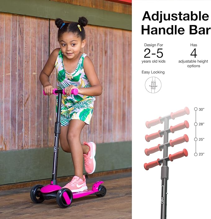 6KU Scooter for Kids Ages 3-10 with Flash Wheels, Kids Scooter 4 Adjustable Height, Toddler Scooter Extra-Wide PU LED Wheels, 3 Wheel Scooter for Kids for Girls & Boys Learn to Steer…