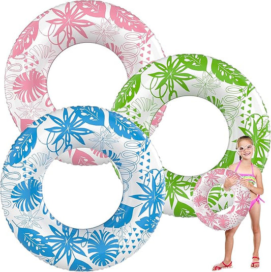 Inflatable Swim Tube Set - 2 Pack 90cm (35") Pool Floats, Durable Water Rings for Beach & Party (Blue + Green)