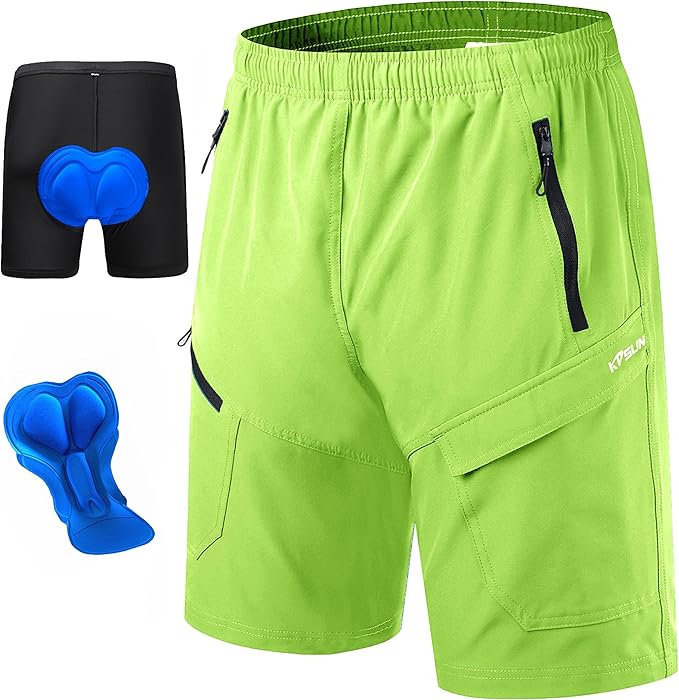 Men's Mountain Bike Shorts 3D Padded Baggy Bicycle Riding Cycling Shorts Quick Dry Lightweight Biking Shorts