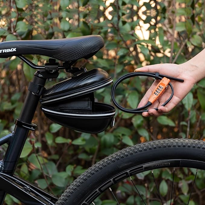 CXWXC Zip Tie Lock - 4-Digit Combo Cable Locks for Bike Motorcycle Helmet, Skateboard, Skis, Snowboard, Stroller & Cabinet - Ideal for Lightweight Security (Orange, 70CM)