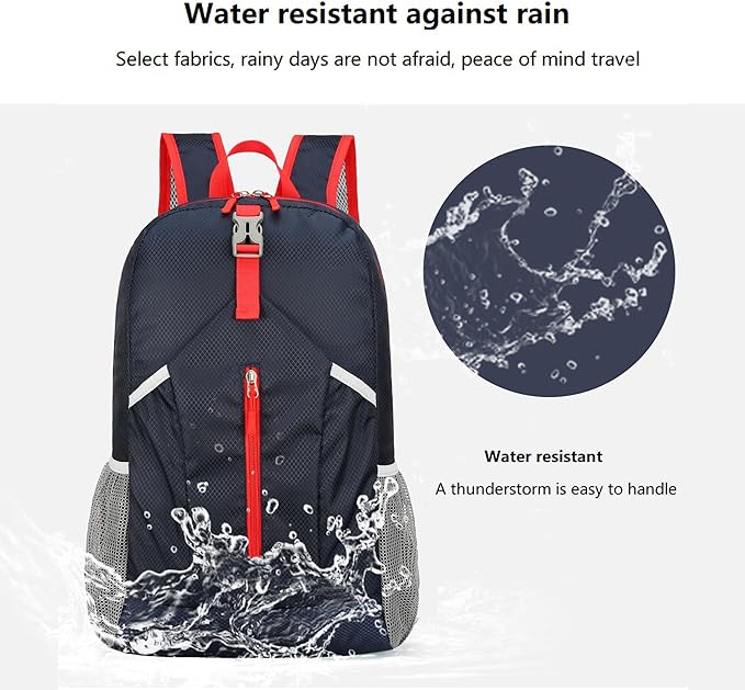 25L Foldable Hiking Backpack Lightweight Packable Basic-Daypack Collapsible Bag Water-Resistant Travel Men Women Camping Cycling Outdoor (Dark Blue)