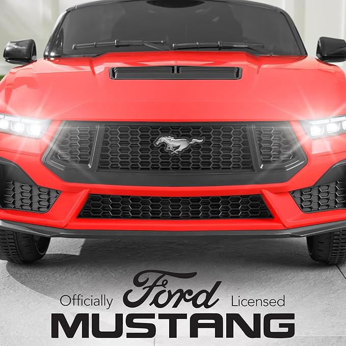 Best Choice Products Kids 12V Electric Ride On Car Officially Licensed Ford Mustang w/Parent Control, LED Lights, 2 Speeds, Bluetooth - Red