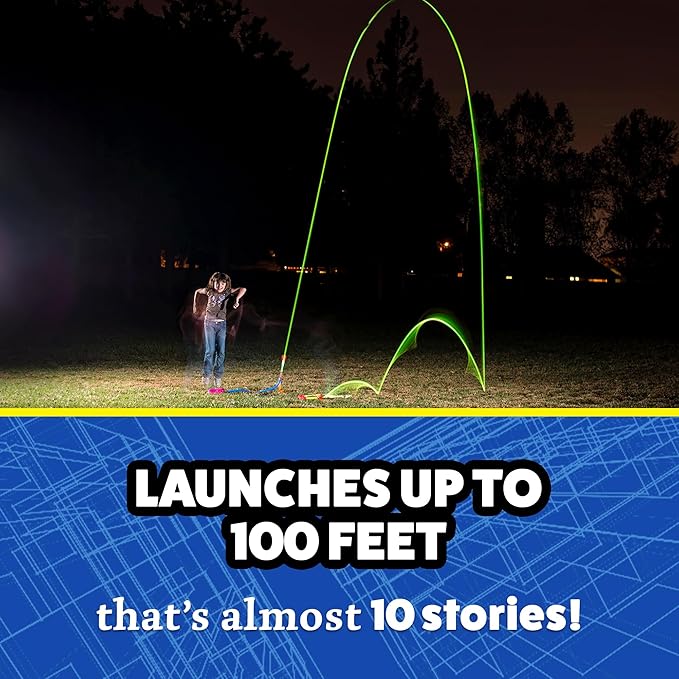 Stomp Rocket Ultra LED Rocket Launcher for Kids, 6 LED Foam Tipped Rockets - Fun Backyard & Outdoor Kids Toys Gifts for Boys & Girls - Toy Foam Blaster Set - Multi-Player Adjustable Launch Stand