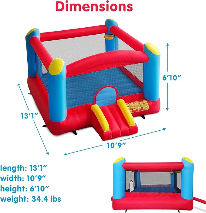 Funormous Enormous Giant Bounce House for Kids, Indoor Outdoor Inflatable Huge Bouncy Castle with Double Basketball Hoops, Includes Air Blower with GFCI