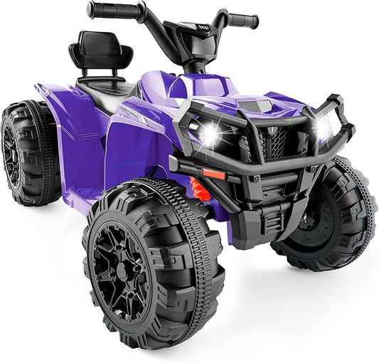 Best Choice Products 12V Kids Ride-On Electric ATV, 4-Wheeler Quad Car Toy w/Bluetooth Audio, 2.4mph Max Speed, Treaded Tires, LED Headlights, Radio - Purple