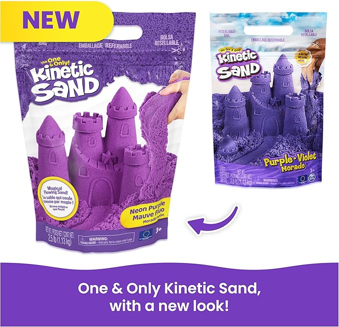 Kinetic Sand, 2.5lbs Purple Play Sand, Amazon Exclusive, Resealable Bag (Packaging May Vary), Sensory Toys, Holiday Gifts & Stocking Stuffers for Kids Ages 3 and up