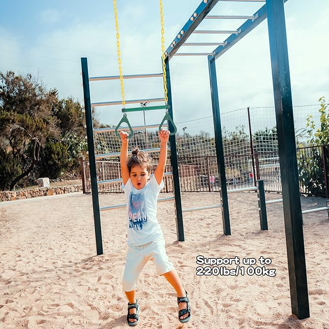 RedSwing Trapeze Swing Bar Rings and Swing Seat for Kids,Heavy Duty Safe Playground Swings Set Replacement for Children's Indoor and Outdoor Play, 330 Pounds Capacity, Green