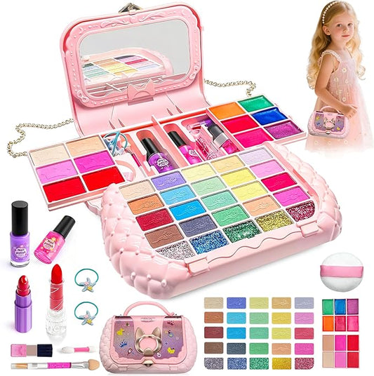 Kids Makeup Kit for Girl - Kids Makeup Sets for Girls 5-8, Real Washable Girls Makeup Kit, Little Girl Makeup Set & Princess Toys Christmas Birthday Gift for 3 4 5 6 7 8 9 10 11 12 Year Old