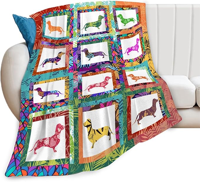 Dachshund Throw Blanket Dachshund Puppy Stuff Weiner Dog Gifts for Women Adults Men Dog Lover Kids Girls Boys Soft Cozy Warm Plush Fluffy Fuzzy Fleece Blanket Decor 40''X50''