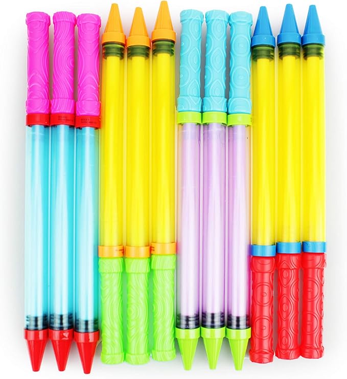 Boley Crayon Super Soaker - 12 Pk 17" Long Range Water Gun Pool Party Game Set - Big Water Guns for Kids & Adults - Ages 3 and Up!
