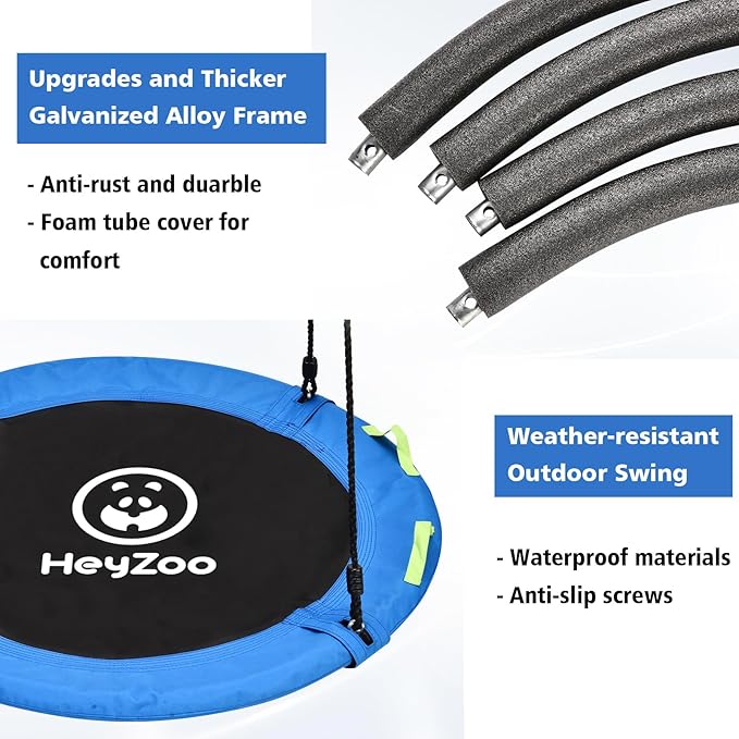 48 inch Tree Swing, Larger Saucer Flying Swing for Whole Family, 900lbs Weight Capacity, with Adjustable Hanging Straps, for Outdoor Playground, Gifts for Kids, Blue