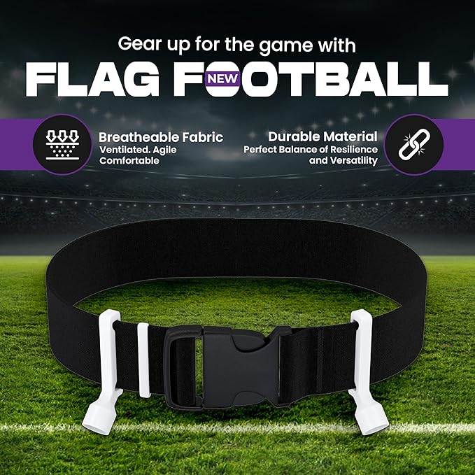 Gameday Flag Football Set – Kits for 2–14 Players w/Belts, Agility Cones & Carry Bag – Available in Multi Colors & Sizes