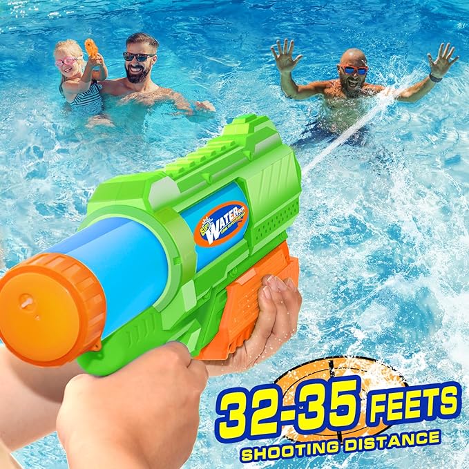 2 Pack Water Guns Soaker Squirts Blasters with Trigger for Boys Girls Summer Outdoor Swimming Pool Blue Green