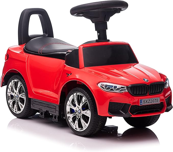 Best Ride On Cars BMW 4 in 1 Battery Powered Push Car, Red, Large