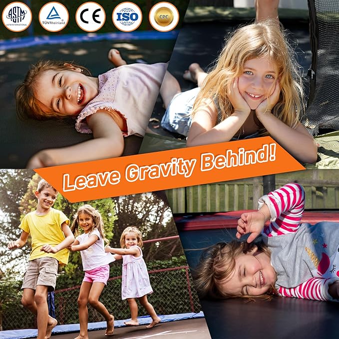 1500LBS 8 10 12 14 15 16 FT Tranpoline for Adults/Kids with Safety Enclosure Net, Basketball Hoop, Ball, Wind Stakes and Ladder, Heavy Duty Outdoor Recreational Tranpolines for Family