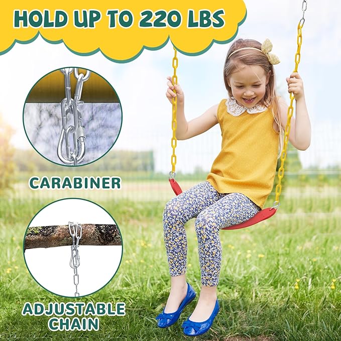 ZNCMRR Tree Swing Climbing Rope, Heavy Duty Swings Seat Replacement for Kids Disc Rope Climbing Swings Seat for Tree Indoor Outdoor Playground Swing Set Accessories(Red)