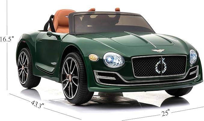 Licensed Bentley EXP12 Kids Ride on Toy Car, 12V Battery Powered Children Electric 4 Wheels w/ Parent Remote Control, Foot Pedal, 2 Speeds, Music, Aux, LED Headlights (Green)