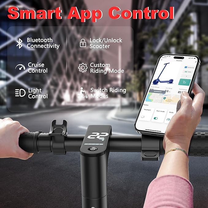 Electric Scooter, 8.5" /10" /14" Tire, 16/19/22 Mph Top Speed, 12/22/27/28/49 Miles Long Range, Folding Escooter for Adults and Teens with Dual Braking,Dual Suspension, App