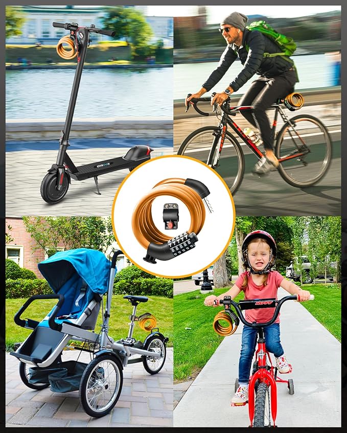 Bike Lock Cable with Combination,High Security 5-Digit Resettable Combination Bicycle Lock Anti-Theft, with Mounting Bracket for Bikes and Scooters